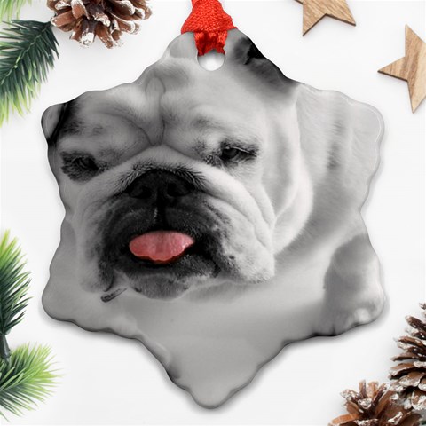 White Bulldog Snowflake Ornament (Two Sides) from ArtsNow.com Front