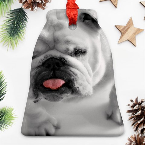 White Bulldog Bell Ornament (Two Sides) from ArtsNow.com Front