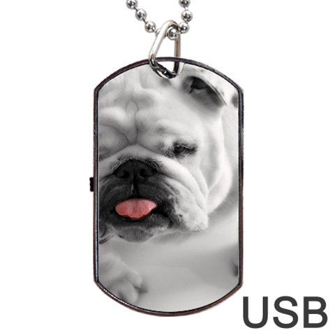 White Bulldog Dog Tag USB Flash (Two Sides) from ArtsNow.com Front