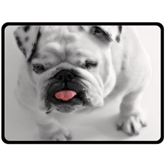 White Bulldog Double Sided Fleece Blanket (Large) from ArtsNow.com 80 x60  Blanket Front