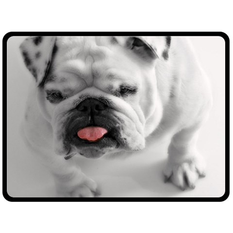 White Bulldog Double Sided Fleece Blanket (Large) from ArtsNow.com 80 x60  Blanket Back
