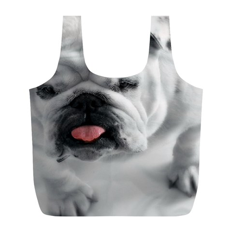 White Bulldog Full Print Recycle Bag (L) from ArtsNow.com Front