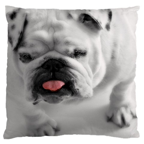 White Bulldog Large Flano Cushion Case (Two Sides) from ArtsNow.com Front