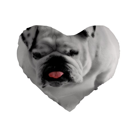 White Bulldog Standard 16  Premium Flano Heart Shape Cushion  from ArtsNow.com Front