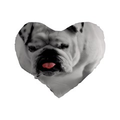 White Bulldog Standard 16  Premium Flano Heart Shape Cushion  from ArtsNow.com Back