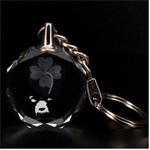 White Bulldog Clover 3D Engraving Circle Key Chain