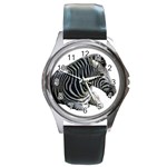 Zebra Round Metal Watch