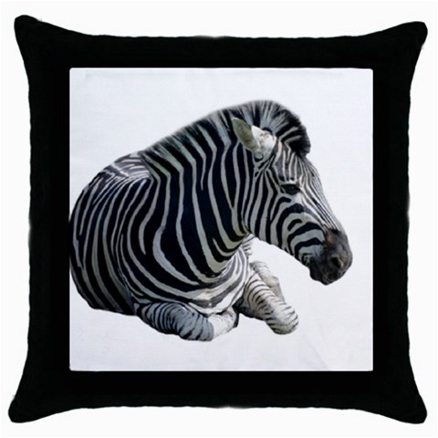 Zebra Throw Pillow Case (Black) from ArtsNow.com Front