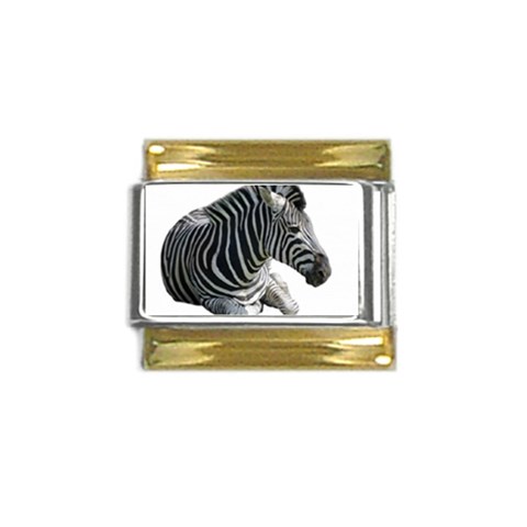 Zebra Gold Trim Italian Charm (9mm) from ArtsNow.com Front