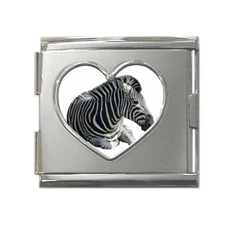 Zebra Mega Link Heart Italian Charm (18mm) from ArtsNow.com Front