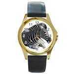 Zebra Round Gold Metal Watch