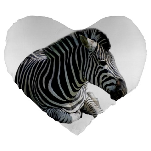 Zebra Large 19  Premium Flano Heart Shape Cushion from ArtsNow.com Front