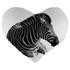 Zebra Large 19  Premium Flano Heart Shape Cushion from ArtsNow.com Front