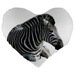 Zebra Large 19  Premium Flano Heart Shape Cushion