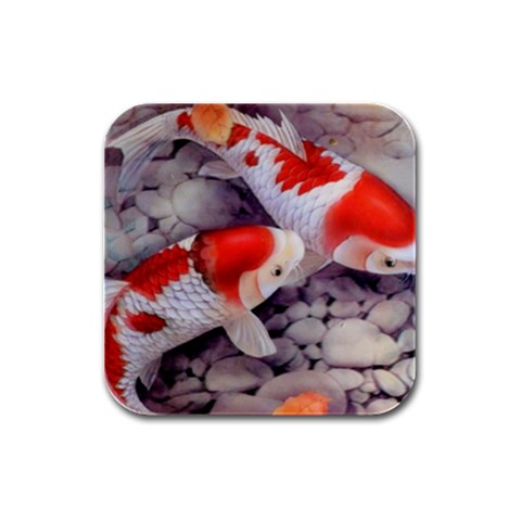 Koi Rubber Square Coaster (4 pack) from ArtsNow.com Front