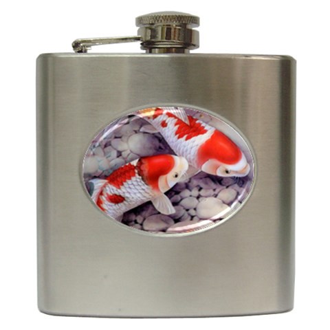 Koi Hip Flask (6 oz) from ArtsNow.com Front