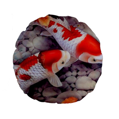 Koi Standard 15  Premium Flano Round Cushion  from ArtsNow.com Back