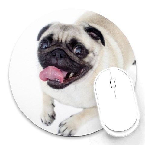 Pug Dog Round Mousepad from ArtsNow.com Front