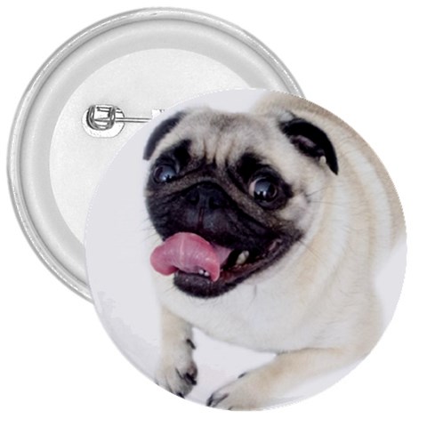 Pug Dog 3  Button from ArtsNow.com Front