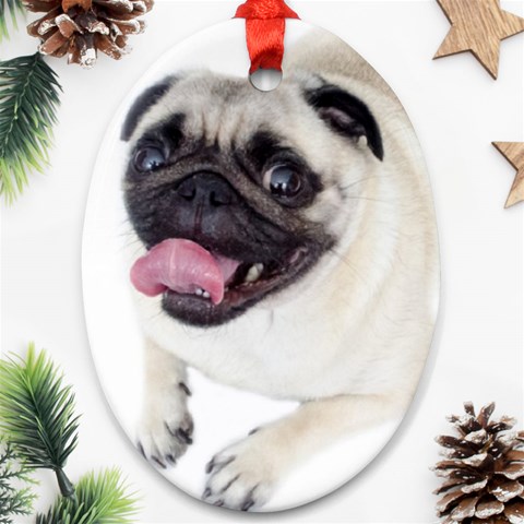 Pug Dog Ornament (Oval) from ArtsNow.com Front