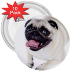 Pug Dog 3  Button (10 pack)