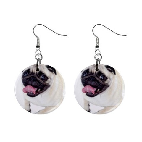 Pug Dog 1  Button Earrings from ArtsNow.com Front