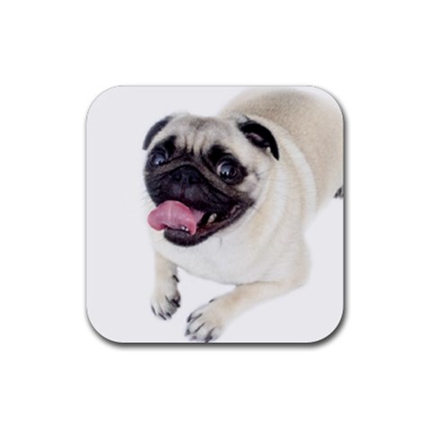 Pug Dog Rubber Coaster (Square) from ArtsNow.com Front