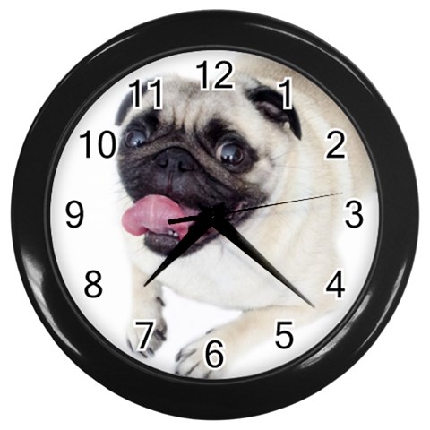 Pug Dog Wall Clock (Black) from ArtsNow.com Front