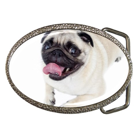 Pug Dog Belt Buckle from ArtsNow.com Front