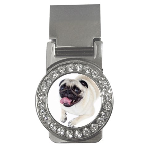 Pug Dog Money Clip (CZ) from ArtsNow.com Front