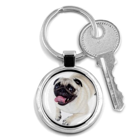 Pug Dog Key Chain (Round) from ArtsNow.com Front