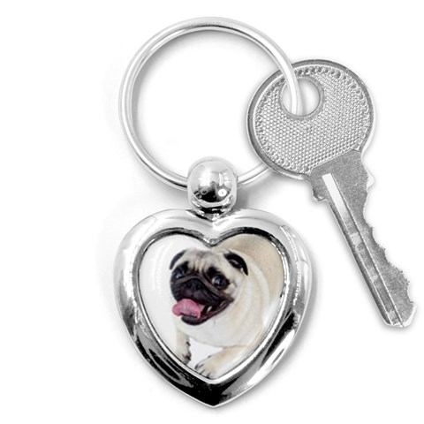 Pug Dog Key Chain (Heart) from ArtsNow.com Front