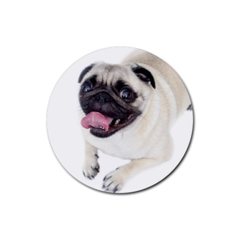 Pug Dog Rubber Round Coaster (4 pack) from ArtsNow.com Front