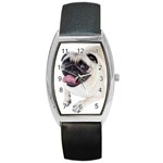 Pug Dog Barrel Style Metal Watch