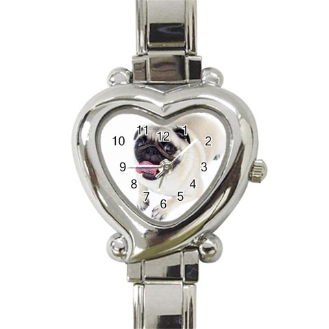 Pug Dog Heart Italian Charm Watch from ArtsNow.com Front