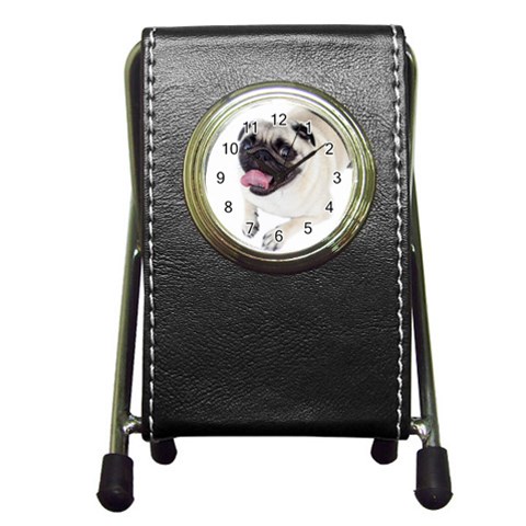 Pug Dog Pen Holder Desk Clock from ArtsNow.com Front