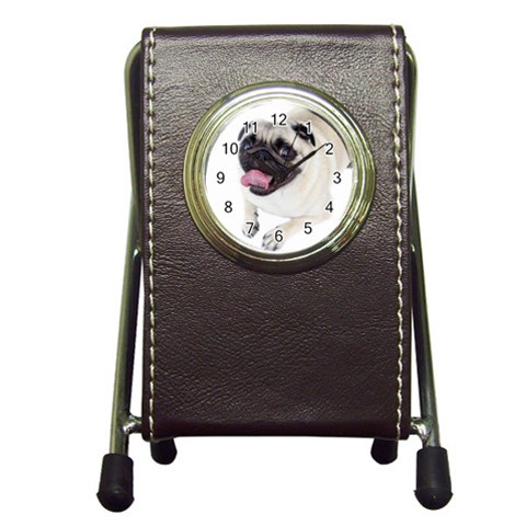 Pug Dog Pen Holder Desk Clock from ArtsNow.com Front