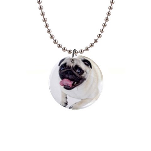 Pug Dog 1  Button Necklace from ArtsNow.com Front