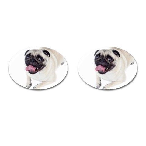 Pug Dog Cufflinks (Oval) from ArtsNow.com Front(Pair)