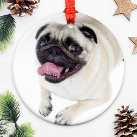Pug Dog Round Ornament (Two Sides) from ArtsNow.com Front