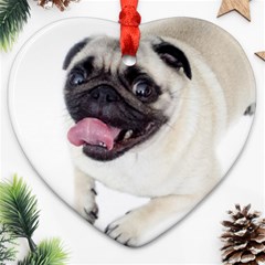 Pug Dog Heart Ornament (Two Sides) from ArtsNow.com Front