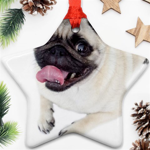 Pug Dog Star Ornament (Two Sides) from ArtsNow.com Front