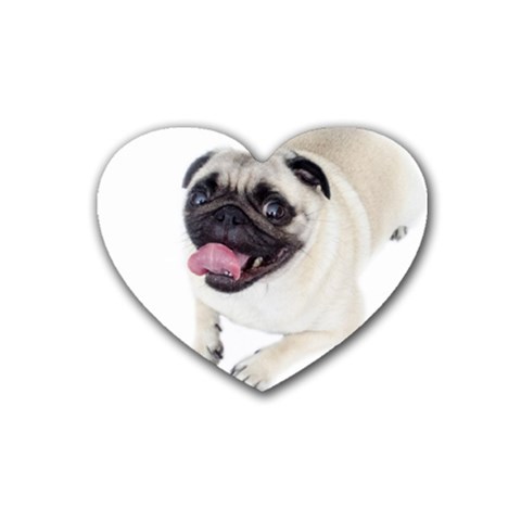 Pug Dog Rubber Heart Coaster (4 pack) from ArtsNow.com Front