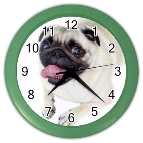 Pug Dog Color Wall Clock from ArtsNow.com Front
