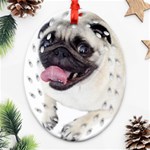 Pug Dog Oval Filigree Ornament (Two Sides)