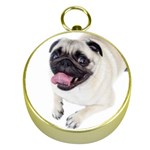 Pug Dog Gold Compass