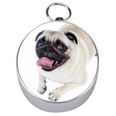 Pug Dog Silver Compass from ArtsNow.com Front