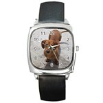 Weiner Dog Square Metal Watch
