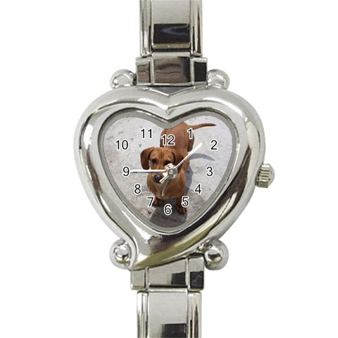 Weiner Dog Heart Italian Charm Watch from ArtsNow.com Front