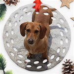 Weiner Dog Ornament (Round Filigree)